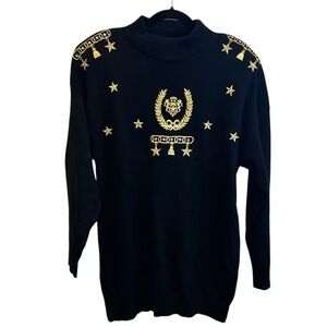 Vintage Aftershock Military Inspired Black Cotton Sweater Size M